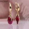 Boucles d'oreilles pataya Nouvelle-Autriche Crystal Long Boucles d'oreilles 585 Rose Gold Color Dang Boucles d'oreilles Natural Zircon Femmes Fashion Bijoux Fashion