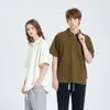 Jue Deng American 220g Pearl Cotton Shirt Kort ärm Mäns sommar ny polo krage Paul halv zip-t-shirt