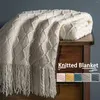 Cobertores Sofá Throw Blanket com Tassels Knit