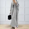 Casual Dresses Maxi Dress Striped Print Lapel For Women Plus Size Long Sleeve Shirt With Split Hem Soft Breathable Spring Lady