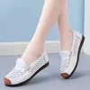 Casual Shoes Autumn Women Flat Hollow Breathable Summer Genuine Leather White Loafers Slip On Women's Soft Work WSH4637