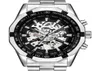 Orkina Silver Silver Stainless Steel Classic Designer Mens Skeleton Watches Top Brand Luxury Transparent Mechanical Male Watch 21078620353