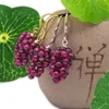 Dangle Earrings Red Garnet Grape Bunch Drop 925 Sterling Silver天然石クラスターフルーツ1月の誕生石ジュエリー