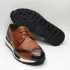 Zapatos casuales primavera 2024 hombres cuero marrón genuino hombre de lujo zapatillas de lujo patrón de cocodrilo