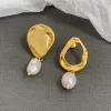 Boucles d'oreilles célèbres marques de créateurs baroques perl boucles d'oreilles en or irrégulier pour femmes bijoux de luxe de haute qualité piste de fête tendance goth boho