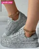 Casual Shoes Big Size 43 Women's 2024 Spring Summer Trainer Glitter Sneakers Flats Comfy Walk Skateboard For Woman