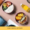 Servis bärbar Bento Box Round Double-Layer Lunch Studentkontor Arbetare Mikrovågsuppvärmning förseglad