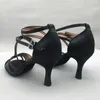 Sapatos de dança Mulheres latinas salsa confortável ms6232blk 8,5 cm de calcanhar alto lascas duplas lutas duplas gota