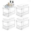 Kitchen Storage 2Tier Clear Rack Pull-out Home Shelf Under Sink Spices Multipurpose Vanity Counter Tray