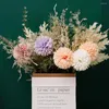 Dekoratif çiçekler docidaci yapay çiçek beyaz yüksek kaliteli ipek karahindiba okaliptüs hibrid buket düğün partisi sahte çiçek