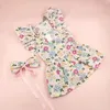 Robe de compagnie de vêtements pour chiens avec des fleurs de mode charmantes princesse florale pour les petits chiens chats à nœud papillon conception de printemps