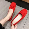 Casual Shoes Network Red Bean Women Spring Summer Square Head Shallow Knitted Breathable Slip-on Flat Woven Ballet