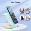 Kits 30W Wireless Charger Stand RBG Luminous Charging Dock for Samsung Galaxy S22 Ultra/S21/S20 Watch 3 4 Buds Fast Charging Station