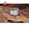 Cluster Rings Square Cut Cz Crystal Design Women Girl Charm Band Set 2pcs Шампанское кубическое циркониевое 925 стерлинговое серебро