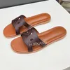 Pantoufles en cuir authentique en bas plat pour femmes rond sandales ouvertes Sandales Summer Comfort Vacation Leisure Mie Couleur mixte
