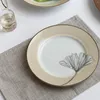 Pratos ginkgo folhas outono inverno decorativo cerâmica vaisselle casa el massa bife de mesa de mesa