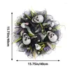 Decoratieve bloemen Spookachtige Halloween krans grijs en zwarte kunstmatige plant gotische deur