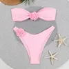 Kobiety dla kobiet 2024 Kostium pływania Kobiety Solidny kolor 3D Floral Bikini oddziela płaskie klatki piersiowej Swimpit Mash