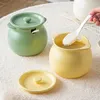 Storage Bottles Household Ceramic Jar Food Containers Useful Things For Kitchen Gadgets With Lid High Temperature Resistance