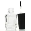 ボトル10pcs/lot 15ml透明なガラスマニキュアボトルの空の蓋ブラシ化粧品コンテナ爪のガラスボトル