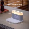 Laddare 15W Wireless Fast Charging Charger Night Light Clock Ljusstyrka Justerbar snabb induktion för Xiaomi Mi iPhone Huawei Samsung