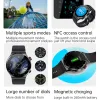 Watches QW33 Smart Watch Bluetooth Call NFC Access Control HR BP SPO2 Hälsoövervakning Rotera knapp Två menystil Smartur