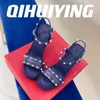 Kleidungsschuhe Qihuiying handgefertigte Gladiator Sandalen Real Leder-Knöchel-Straße Plattform High Heel Espadrilles Aufzug Bota Feminin