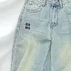 dames jeans ontwerper broeken dames met hoge taille slanke rechte jeans klassieke brief geborduurde denim broek maat s-xl