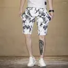 Men's Jeans Summer Thin Denim Shorts Men White Digital XINGX Printed Stretch Slim Straight Personal Leisure Cropped Pants