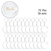 Décoration de fête 48/72/96PCS Disques de cercle transparent acryliques Définir les chaînes clés Clear Round Keynchain Blanks pour le bricolage (transparent)