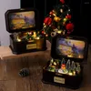 Figurki dekoracyjne świetliste świąteczne obrotowe pudełko muzyczne USB bateria zasilana bateria Święty Mikołaj Kid