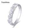 Transgems Geuine Solid Gold Moissanite Half Eternity Wedding Band 14KホワイトゴールドFカラーモワッサナイト婚band Y190617307334