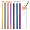 Paies à boire 7 couleurs 12 mm de large paille métallique 304 Ensemble en acier inoxydable Boba réutilisable pour Bubble Tea Milk Bar accessoire