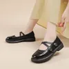Casual Shoes Loafers Woman Flats Mary Janes Platform Lolita Girl Beige Leathr Retro Zapatos Mujer Plus Size 43