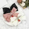 Fournitures de fête élégantes Sweet Girly Ruffled Bow Hair Clip Bowknot Strawberry Ribbon Bunches