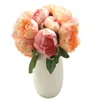 Decoratieve bloemen Kunstmatige pioenroze ronde roos hand vasthouden Hydrangea gedroogde boeketdecoraties