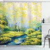 Shower Curtains Fashion Curtain Forest In Spring Time Fresh Colorful Leaf Pattern With Hooks Tarpaulin Bathroom Decoration