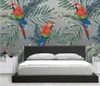 Wallpapers 3D Murals Tropical Leaves Parrot Wallpaper Mural For Living Room Decor Hand Painted Contact Paper