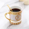 Tasses hétéros européen dessin en or edge en céramique mark tasse à la maison petit-déjeuner midi
