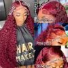 GOGO RED 99J Burgundy Lace Front 13x4 Curly Human Hair HD 13x6 Colored Deep Wave Frontal 240401