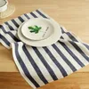 Table Cloth Placemat Cotton Stylish Western Style Atmosphere Enhancement Blue Gingham Stripe Pattern Fully Washed