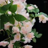 Decorative Flowers 1.75M Artificial Cherry Blossom Rattan Wall Hanging Fake Flower Duct Indoor Ceiling Wedding Decoration Plastic Vine Plant