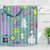 Shower Curtains Red Christmas Fun Cartoon Santa Claus Reindeer Snowman Children Bathroom Curtain Set With Hooks Cloth Home Decor