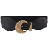 Cinture Temperamento Donte femminile Golcia Gold Square Gold Square Versatile Decorazione di ago elastico nero