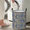 Laundry Bags Blauw En Goud Mandala Patroon Opvouwbare Wasmanden Vuile Kleding Diversen Opbergmand Thuis Organizer Grote Waterdicht Product