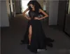 2019 Black Slit Even Evening Suknie Vintage Koronki Postrzegaj przez imprezę balową nową przylot gniazdo podłogi specjalne suknie 6560269