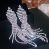 Dangle Ohrringe Klassische Mode glänzender Kristall Edelstein Langer Quaste Tropfen für Frauen Party Hochzeit trendy Strassgeschenke