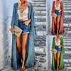 Férias prontas para mulheres da moda feminina Bohemian Long Cardigan Casat com uma estampa floral linda e estilo frontal aberto fácil de vestir AST48888