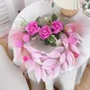 Fleurs décoratives 1pc couronne de coeur en forme de rose simulée adaptée à la décoration de la maison pendant le mariage de l'année de Pâques de la Saint-Valentin du Ramadan