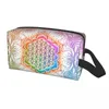 Sacs de cosmétiques Metatron's's Cube Merkabah Makeup Sac pour femmes Organisateur de voyage Kawaii Flore de la vie Traitrait de rangement